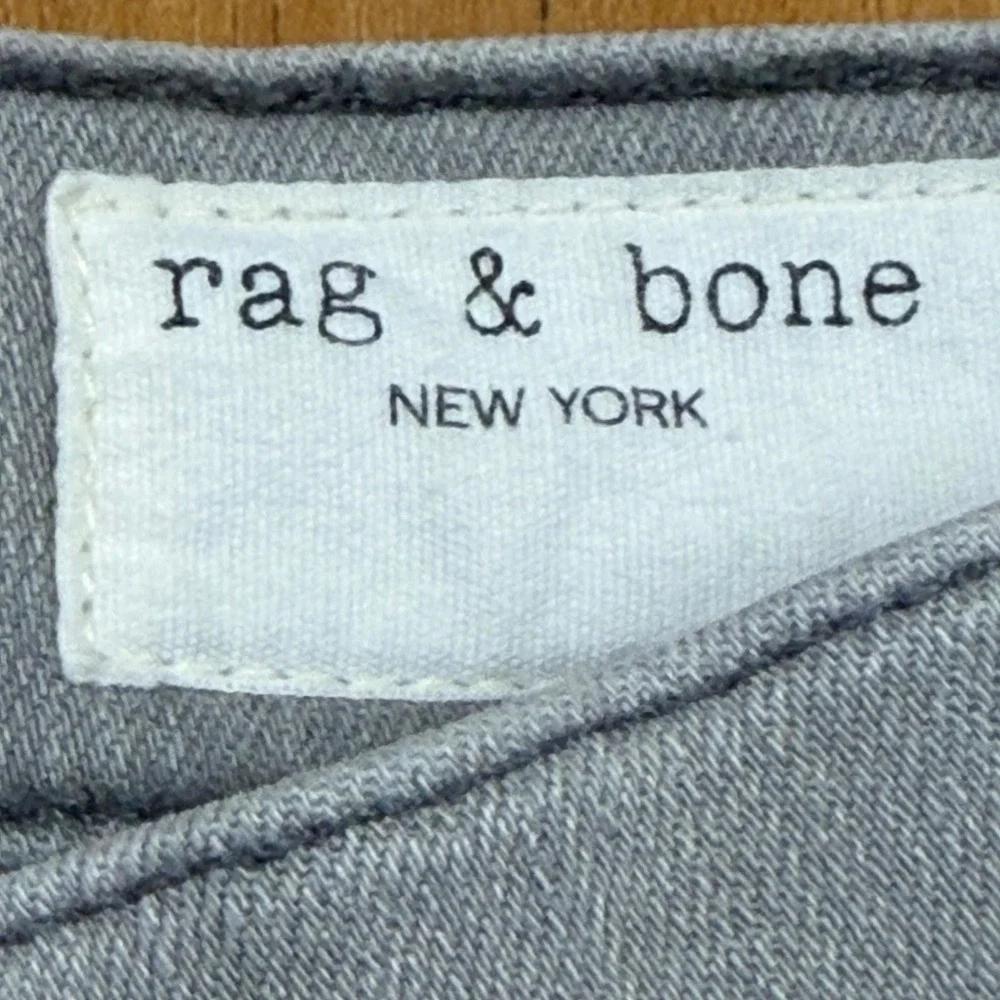 Rag & Bone Ankle‎ Skinny Jeans Burmese Gray Raw Hem W1526K120BUR Size 28